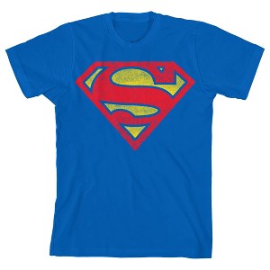 Superman Logo Boy's Royal Blue T-shirt - 1 of 3