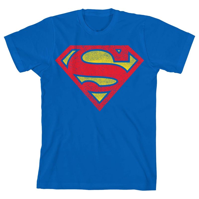 Superman Logo Boy's Royal Blue T-shirt, 1 of 4
