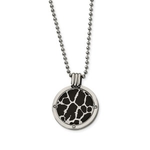 Black Bow Jewelry Titanium and Black Enamel Diamond Circle Necklace - 1 of 4
