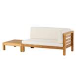 2pk Oana Outdoor Acacia Wood Right Arm Loveseat & Coffee Table Set with Cushions Teak/Beige - Christopher Knight Home