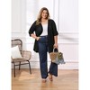 Women's Plus Size Open Front Hollow Out Crochet Knit 3/4 Sleeve Side Slits Lightweight Cardigans - GRACE & GRANDEUR - 2 of 4