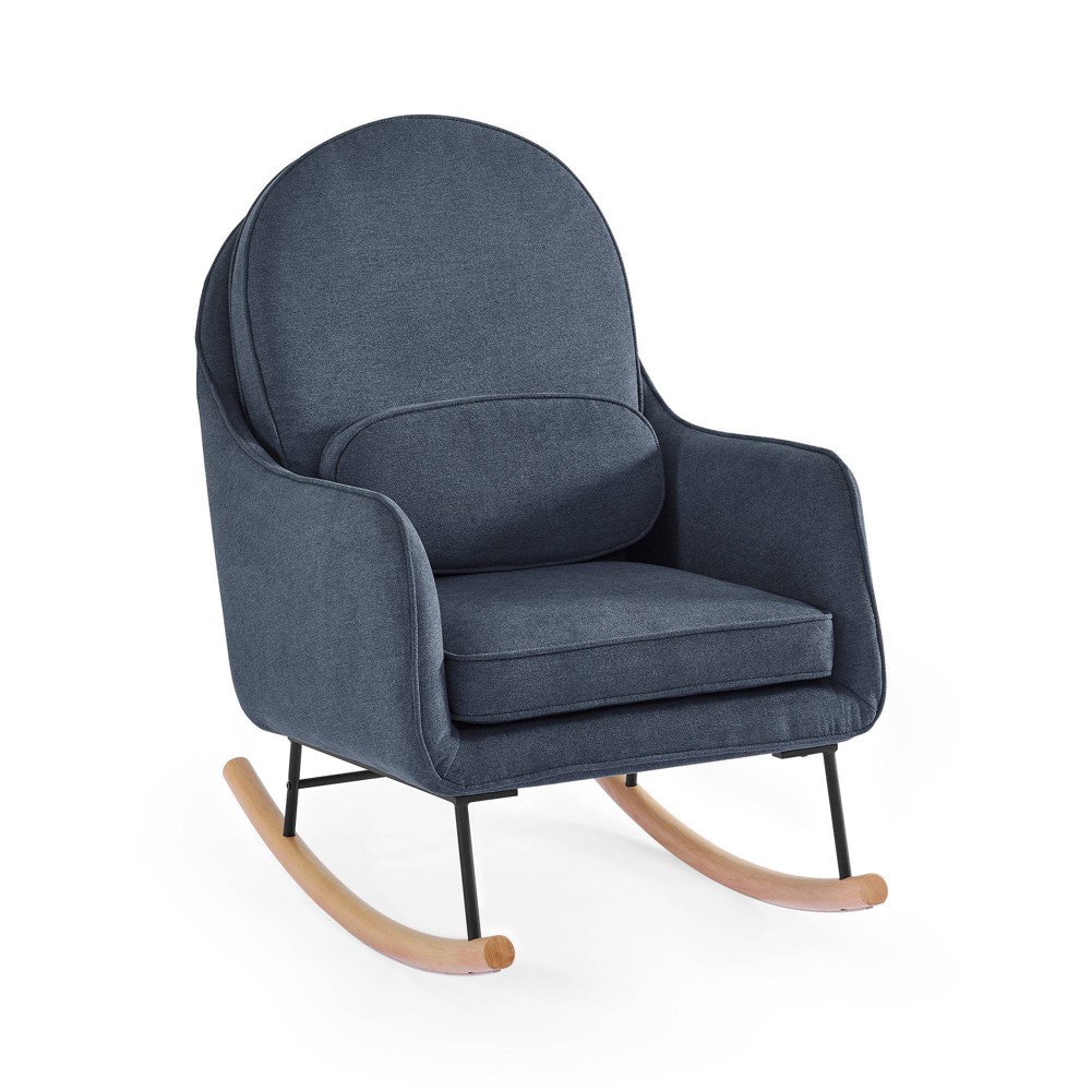 Delta Children Ella Rocker with LiveSmart Evolve Fabric - Slate Blue/Black and Natural Rocker Base