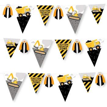 Big Dot of Happiness Dig It - Construction Party Zone - DIY Baby Shower or Birthday Party Pennant Garland Decoration - Triangle Banner - 30 Pieces