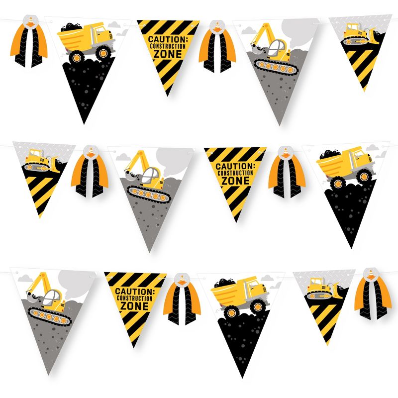 Big Dot of Happiness Dig It - Construction Party Zone - DIY Baby Shower or Birthday Party Pennant Garland Decoration - Triangle Banner - 30 Pieces, 1 of 9