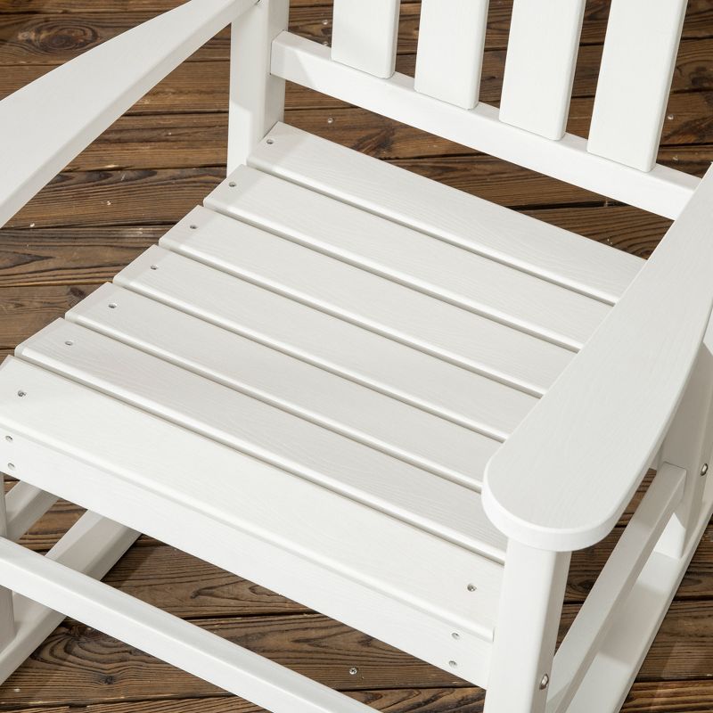 Outsunny Outdoor Rocking Chair, Traditional Slatted Porch Rocker with Armrests, Fade-Resistant Waterproof HDPE for Indoor & Outdoor, White, 5 of 7