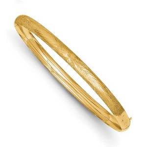 Black Bow Jewelry 5mm 14k Yellow Gold Laser Cut Hinged Bangle Bracelet, 8 Inch - 1 of 4