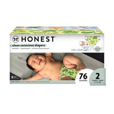 Image of The Honest Company Clean Conscious Disposable Diapers Spread Your Wings & Ur Ribbiting - Size 2 - 76ct