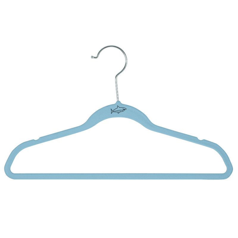 Simplify 100pk ICON Kids&#39; Velvet Hangers Light Blue, 2 of 9