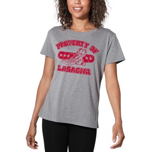 Women's Garfield Property Of Lasagna Loose T-Shirt Athletic Heather - 1 of 4