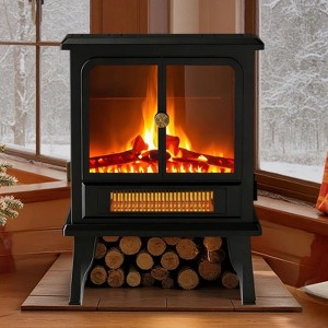 Mydepot 19” Freestanding Electric Fireplace Heater Black - 1 of 4