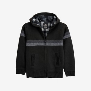 X RAY Boy's Full Zip Hooded Sweater With Stripes And Faux Shearling Lining - 1 of 3