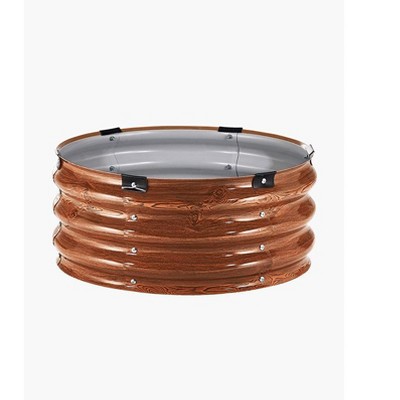 VEVOR 3 Pcs 2x2x1ft Galvanized Raised Garden Bed Kit, Outdoor Metal Round Raised Beds For Gardening Vegetables, Brown