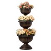 Gardenised Outdoor Garden Triple Stacked Flower Bowl Urn Tier Planter Decoration, Bronze - 2 of 4