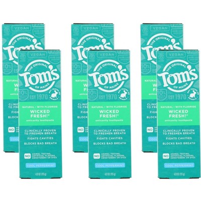 Tom's Of Maine Wicked Fresh Anticavity Toothpaste Cool Peppermint - Case of 6/4 oz