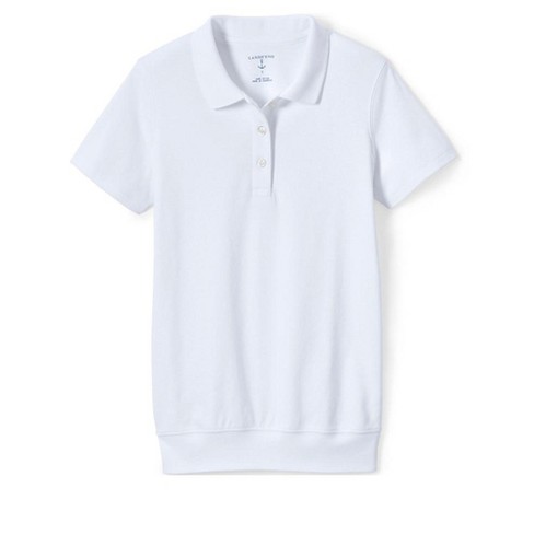 Lands' End School Uniform Kids Short Sleeve Banded Bottom Polo Shirt ...