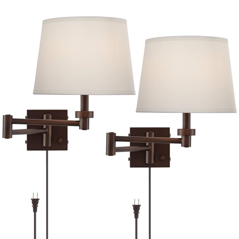 360 Lighting Vero Rubbed Bronze Plug-In USB Swing Arm Wall Lamps Set of 2, 1 of 10