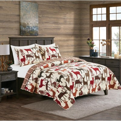 Colton King Brown Cotton Reversible Quilt Set