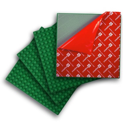 Creative QT Peel-and-Stick, Green, 4 Pack, 10"x10" Baseplates, Compatible with Bigger Sized Style Bricks