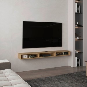 70.9" Wood TV Stand with Three Open Shelves and Slim Profile for Living Room and Bedroom - 1 of 4