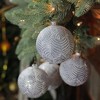 Northlight Embossed Leaves Glass Christmas Ball Ornaments - 4" (100mm) - Gray - 4ct - 2 of 4