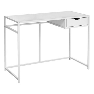 Monarch Specialties Computer Desk Home Office Laptop Storage Drawer 42InchL Work Metal Laminate White Contemporary Modern