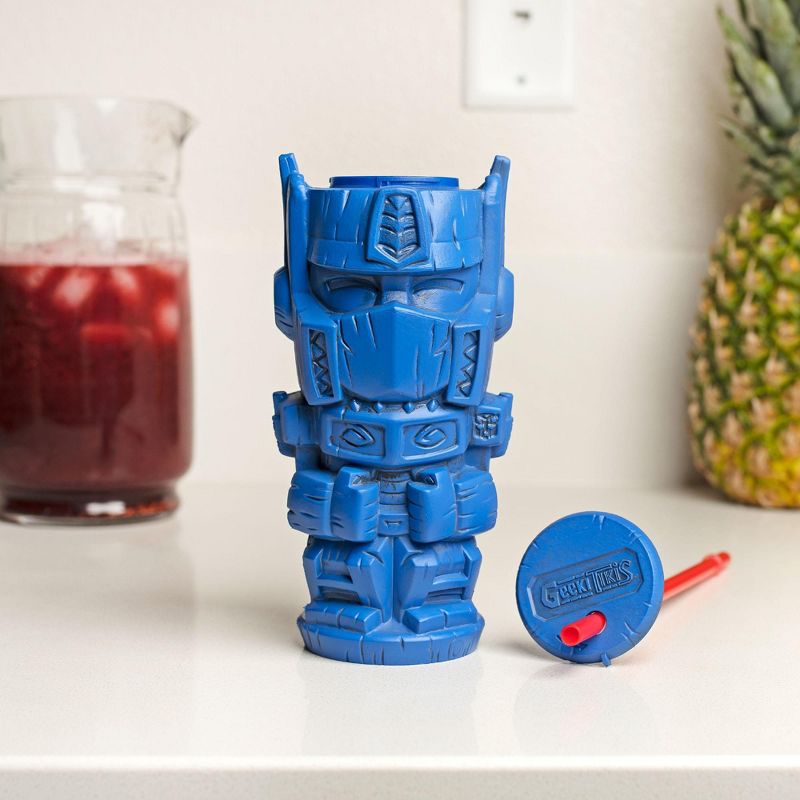 Beeline Creative Geeki Tikis Transformers Optimus Prime Plastic Tumbler with Straw | 26 Ounces, 3 of 8
