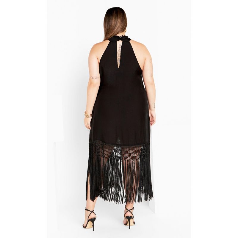 Women's Plus Size Calypso Fringe Dress - black | CITY CHIC, 2 of 6