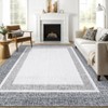 Washable Rug Modern Bordered Non Slip Rug Foldable Stain Resistant Rugs Geometric Low Pile Neutral Indoor Carpet for Bedroom Home Office Kids Room - 2 of 4