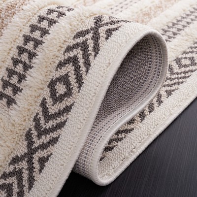 Ivory Geometric Easy-Care Synthetic Rug - Handmade & Washable
