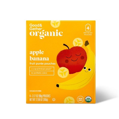 Organic Applesauce Pouches - Apple Banana - 4ct - Good & Gather™