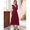 INSPIRE CHIC Women's Lace Wedding Guest Cocktail Evening Ruffle Cap Sleeves Tiered A-Line Maxi Dresses - 2 of 4