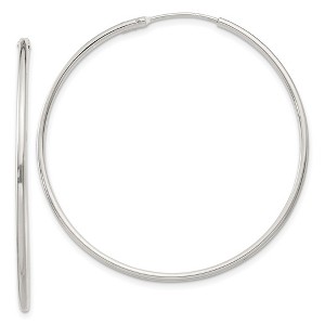 Black Bow Jewelry 1.3mm, Sterling Silver, Endless Hoop Earrings - 40mm (1 1/2 Inch) - 1 of 4