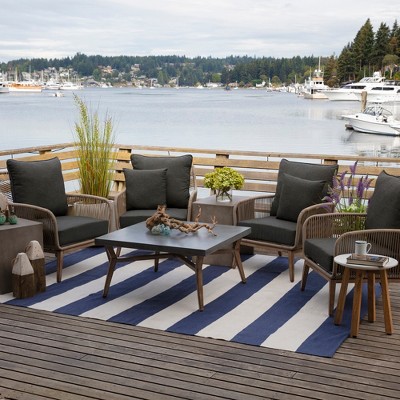 Ink Charcoal Black Recycled Fabric Outdoor Cushion Set