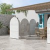 PexFix 72 x 47 Inch Louvered Arch Metal Privacy Screen Freestanding Outdoor Divider Panel for Patio Deck Balcony Heavy Duty Base Weatherproof White - 3 of 4