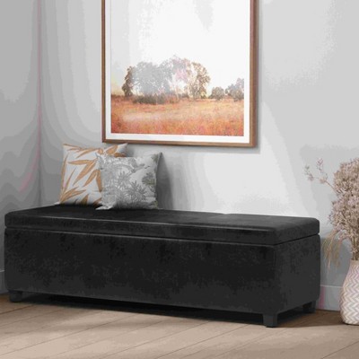 CAVINAS Rectangular Storage Ottoman Bench,Upholstered Ottoman with Wood Legs for Living Room,Bedroom