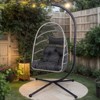 CAVINAS Egg Wicker Outdoor Swing Chair with Stand,Cushion and Pillow,Rattan Porch Swing for Bedroom,Garden,Courtyard - 2 of 4