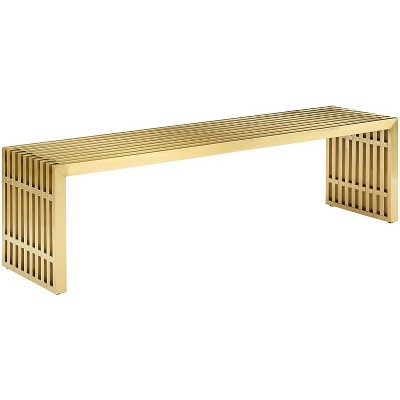 Modway Gridiron Large Stainless Steel Bench Gold
