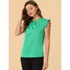 Allegra K Women's Round Neck Cut Out Front Solid Pleated Cap Sleeve Blouse - 3 of 4