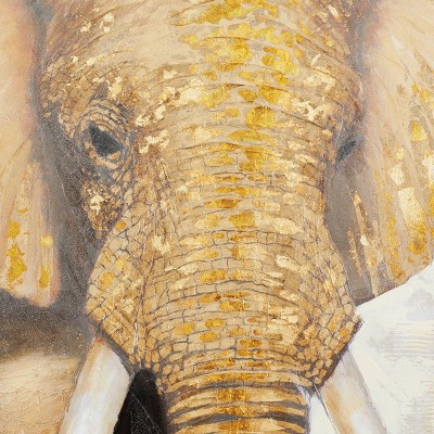 Oversized Gold Framed Elephant Canvas Wall Art