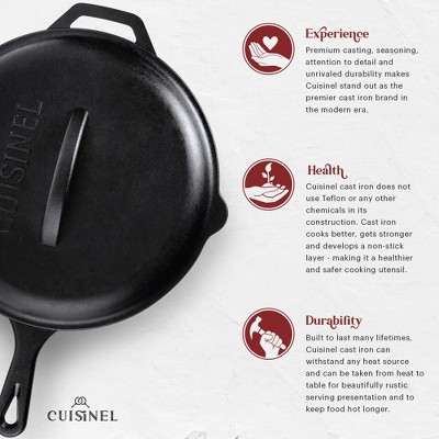 Cuisinel Pre-Seasoned Cast Iron Skillet 12-Inch w/ Handle Cover - Thumbnail 5