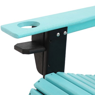 Turquoise and Black HDPE Outdoor Adirondack Chair with Cup Holder