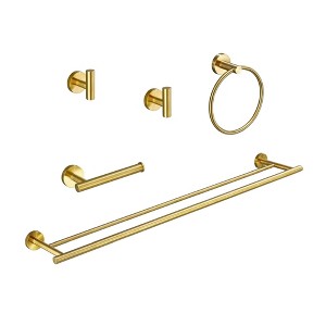 ChicFurnit Bathroom Towel Holder 5 Piece Wall Mount Set for Modern Design and Easy Install, Gold, 24.9"*7.5"*3" - 1 of 4