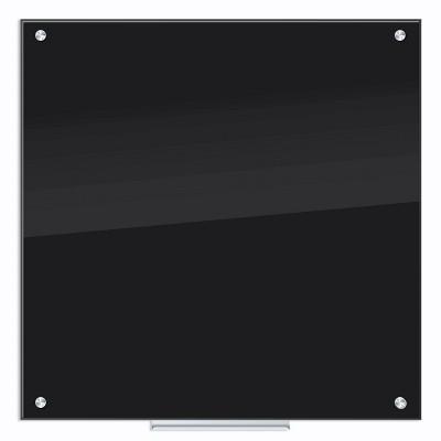 U Brands 36" Glass Dry Erase Board Frameless, Black Surface