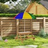 Qaba Kids Picnic Table, Wooden Outdoor Table & Bench Set with Removable Umbrella for Patio, Backyard, Mixed Color - 2 of 4