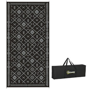 Outsunny Outdoor Patio Rug, Large Camping Carpet with Carrying Bag, Waterproof Plastic Straw, Reversible, Rhombus - 1 of 4