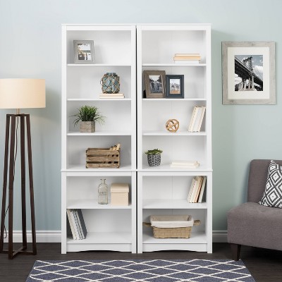 Elegant Modern 80" Tall White Bookcase with Adjustable Shelves