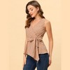Allegra K Women's Sleeveless V Neck Tie Waist Asymmetric Hem Wrap Peplump Tops - 2 of 4