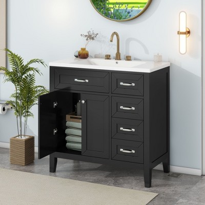NicBex Bathroom Vanity without Sink/with Sink,Bathroom Sink Vanity with Drawers,36 inch Bathroom Sink Cabinet for Bathroom,White/Gray/Black/Blue/Green