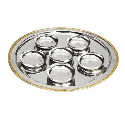 Classic Touch Seder Tray with 6 Bowls with Mosaic Design