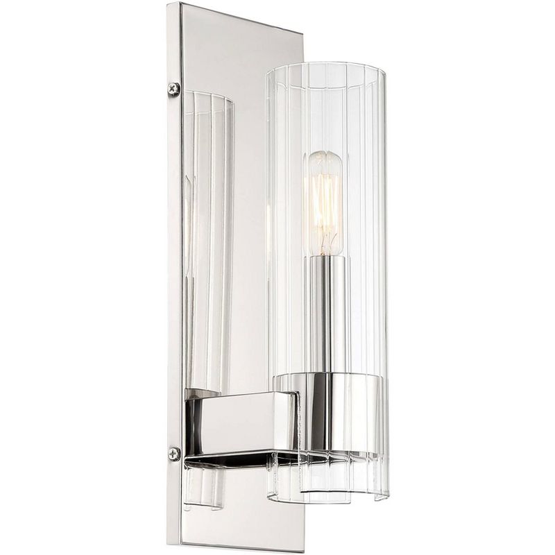Minka Lavery Modern Wall Light Sconce Chrome Hardwired 5" Fixture Clear Glass Shade for Bedroom Bathroom Vanity Reading Hallway, 1 of 4